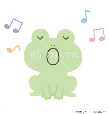 歌うかわいいカエルのベクターイラスト 124838243