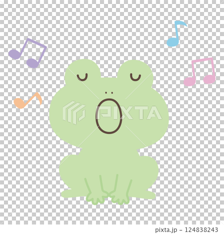 歌うかわいいカエルのベクターイラスト 124838243