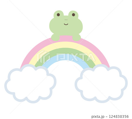 かわいいカエルと虹のベクターイラスト かわいいカエルと虹のベクターイラスト 124838356
