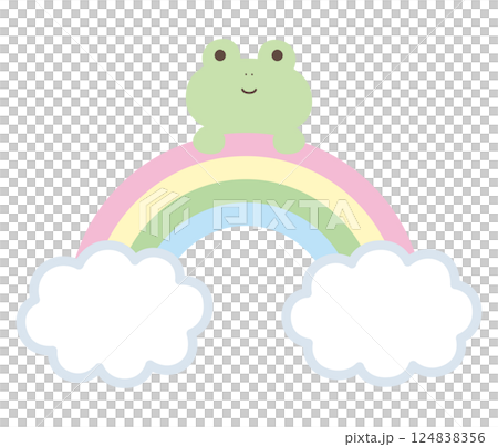 かわいいカエルと虹のベクターイラスト かわいいカエルと虹のベクターイラスト 124838356