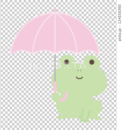 向量圖的一隻可愛的青蛙拿著一把傘。雨季 向量圖的一隻可愛的青蛙拿著一把傘。雨季 124838360