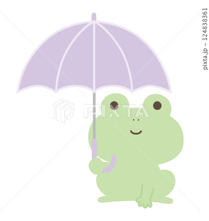 傘をさすかわいいカエルのベクターイラスト。梅雨 124838361