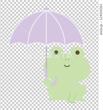 向量圖的一隻可愛的青蛙拿著一把傘。雨季 向量圖的一隻可愛的青蛙拿著一把傘。雨季 124838361
