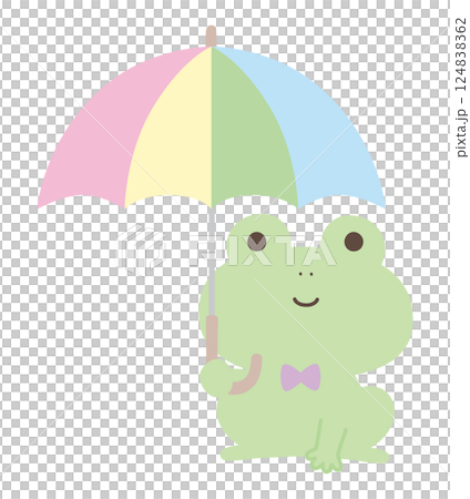 傘をさすかわいいカエルのベクターイラスト。梅雨 124838362