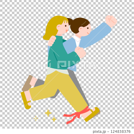 參加三人腿賽跑的女性 參加三人腿賽跑的女性 124838376