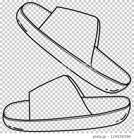 outline cartoon of slipper 124838396