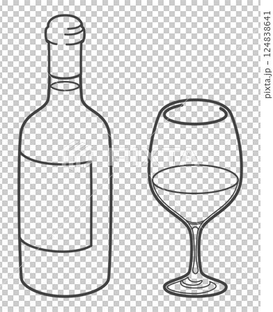 紅酒瓶及玻璃杯（波爾多型） 124838641