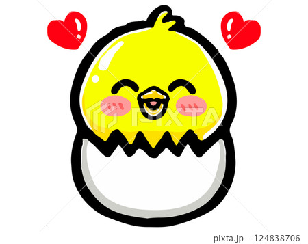 かわいいヒヨコの落書き風イラスト素材4のイラスト素材 [124838706 