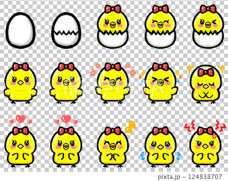 かわいいヒヨコの喜怒哀楽落落書き風イラスト素材セット3のイラスト 