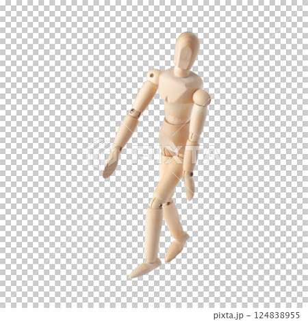 Articulated mannequin and Wooden model captures lifelike motion, perfect for artists and dynamic sketches. A Wooden dummy takes its first steps, moving like a Poseable figure. This 124838955