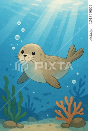 泳ぐアザラシ 124839003