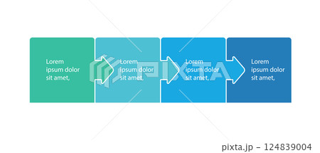 Infographics step blocks as puzzle jigsaw pieces. Infographics presentation template. Business process design. Flat vector illustration 124839004