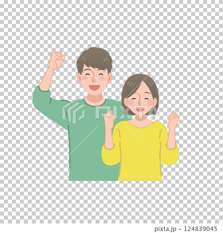 Illustration of happy young men and women Illustration of happy young men and women 124839045