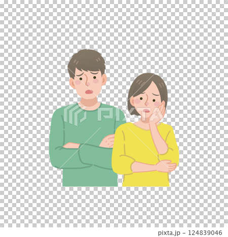 Illustration of a worried young man and woman 124839046