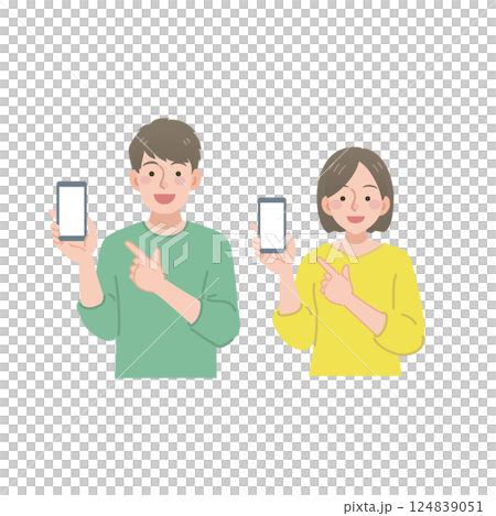 スマホを指差す男女 124839051