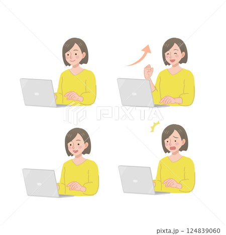 ノートパソコンを使う若い女性のセット 124839060