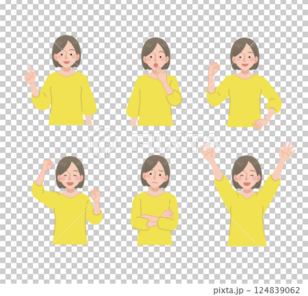 様々なポーズの若い女性のセット 124839062