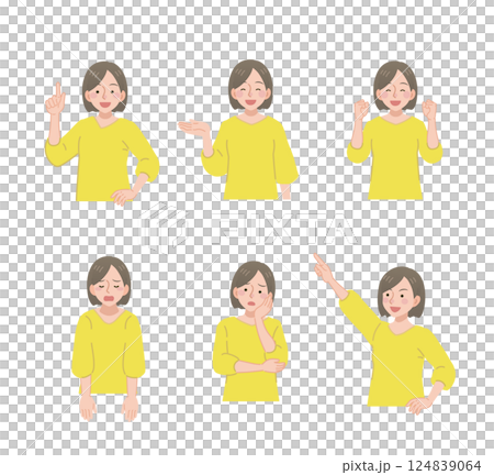 一組姿勢各異的年輕女性 一組姿勢各異的年輕女性 124839064