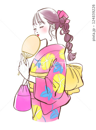 浴衣を着ている女性のイラスト 浴衣を着ている女性のイラスト 124839226