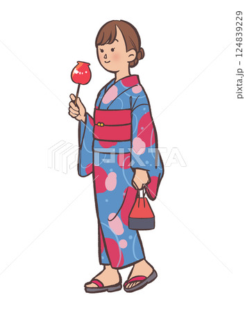 浴衣を着た若い女性 124839229