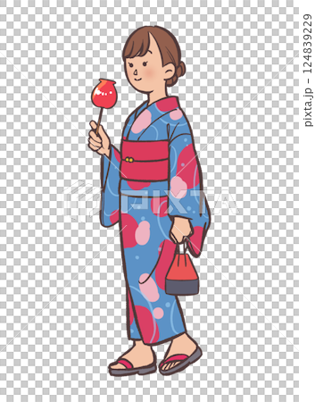 浴衣を着た若い女性 124839229