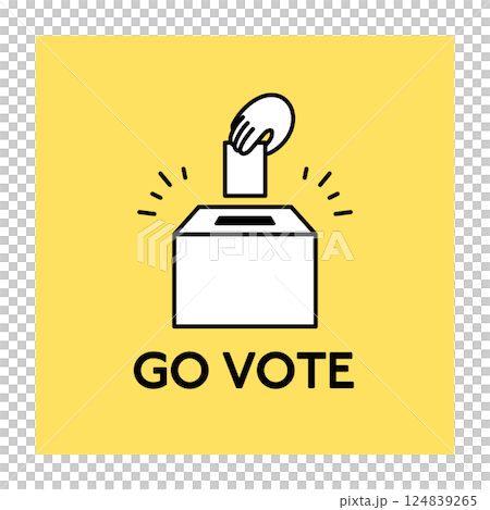 Illustration poster of elections and voting Let's vote Let's go to the polls Ballot box Icon Politics Lawmaker GO VOTE 124839265