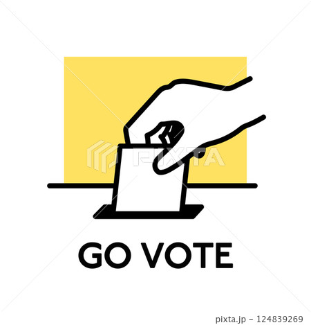 選挙・投票のイラストポスター　投票しよう　選挙へ行こう　投票箱　アイコン　政治　議員　GO VOTE 124839269