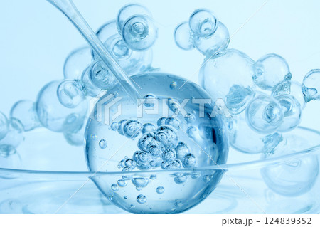 Abstract cosmetic laboratory. An artistic close-up of transparent molecules 124839352