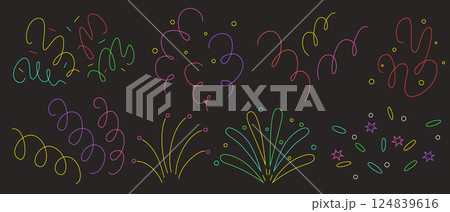 Doodle confetti burst set Doodle confetti burst set 124839616