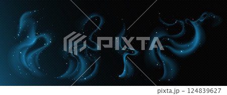 Magic smoke and stars on transparent background 124839627