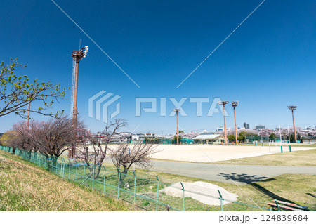 電気通信大学多摩川グラウンド 春の青空 東京都調布市多摩川7丁目 電気通信大学多摩川グラウンド 春の青空 東京都調布市多摩川7丁目 124839684