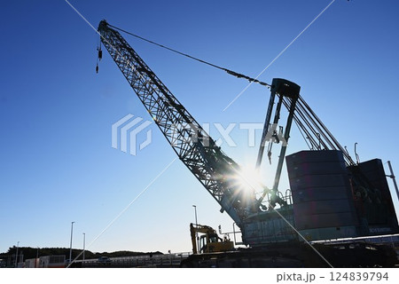 河川周辺の工事の光景・環境保全・整備の背景素材・水害防止 124839794