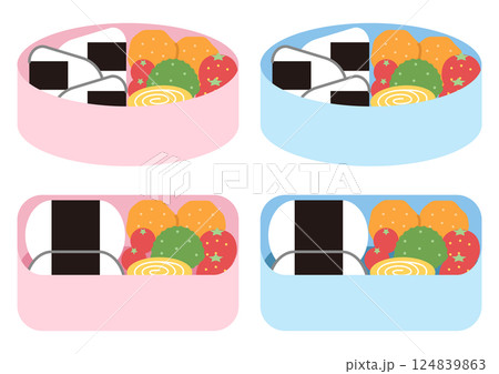 横から見たお弁当のイラスト2 横から見たお弁当のイラスト2 124839863