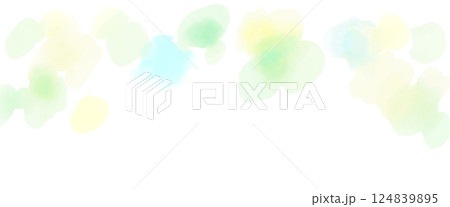 淡い黄色や黄緑や水色の水彩滲む光儚げな背景イラスト 124839895