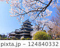 桜と松本城 124840332
