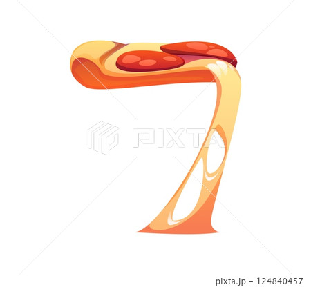 Fast food pizza meal ABC math font digit 7 seven. Street restaurant alphabet font figure, fastfood cafe appetizer vector math font typeset arabic numeral symbol. Takeaway menu meal ABC typeface digit Fast food pizza meal ABC math font digit 7 seven. Street restaurant alphabet font figure, fastfood cafe appetizer vector math font typeset arabic numeral symbol. Takeaway menu meal ABC typeface digit 124840457