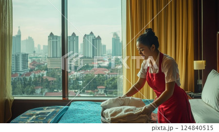 ハウスクリーニングするスタッフ 124840515