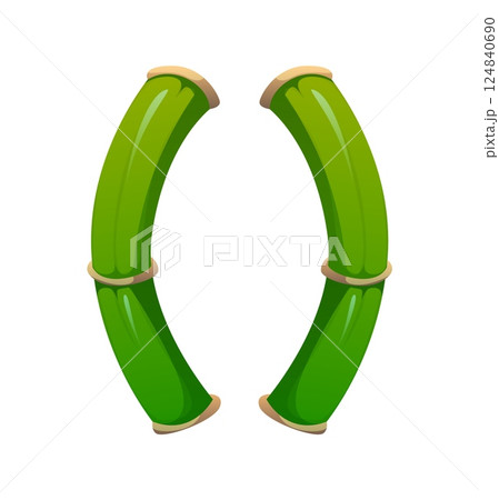 Forest bamboo wood font punctuation bracket. Asian garden plant typeface mark, tropical forest bamboo isolated cartoon vector English alphabet typeset special symbol. Japan tree font element Forest bamboo wood font punctuation bracket. Asian garden plant typeface mark, tropical forest bamboo isolated cartoon vector English alphabet typeset special symbol. Japan tree font element 124840690