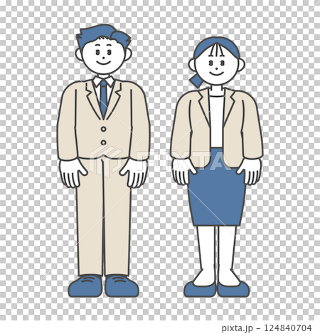 スーツを着て立つ男性と女性 124840704