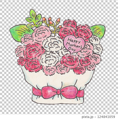 カーネーションのブーケのイラスト 124841059