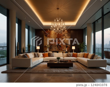 Luxury living room with sofa at apartment 124841078