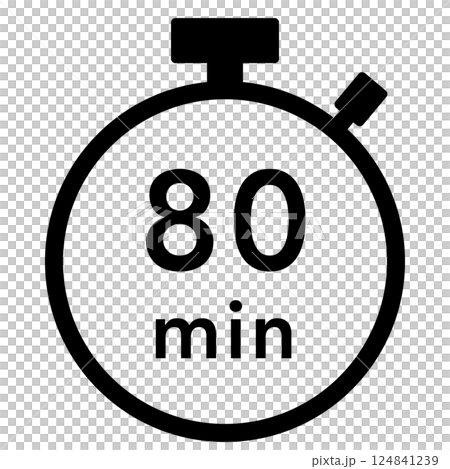 80 minutes stopwatch icon 124841239
