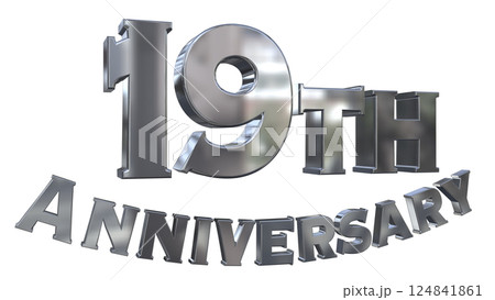 3DCG文字「19th Anniversary/19周年マークキラキラ」シルバー,銀 3DCG文字「19th Anniversary/19周年マークキラキラ」シルバー,銀 124841861