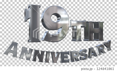 3DCG文字「19th Anniversary/19周年マークキラキラ」シルバー,銀 3DCG文字「19th Anniversary/19周年マークキラキラ」シルバー,銀 124841861