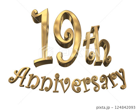 3DCG文字「19th Anniversary/19周年マークキラキラ」ゴールド,金 3DCG文字「19th Anniversary/19周年マークキラキラ」ゴールド,金 124842093