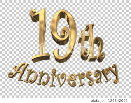 3DCG文字「19th Anniversary/19周年マークキラキラ」ゴールド,金 3DCG文字「19th Anniversary/19周年マークキラキラ」ゴールド,金 124842093
