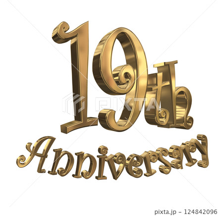 3DCG文字「19th Anniversary/19周年マークキラキラ」ゴールド,金 3DCG文字「19th Anniversary/19周年マークキラキラ」ゴールド,金 124842096