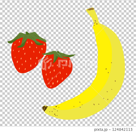 いちごとバナナのイラスト いちごとバナナのイラスト 124842113