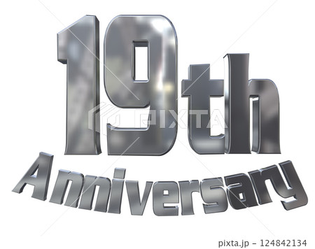3DCG文字「19th Anniversary/19周年マークキラキラ」シルバー,銀 124842134