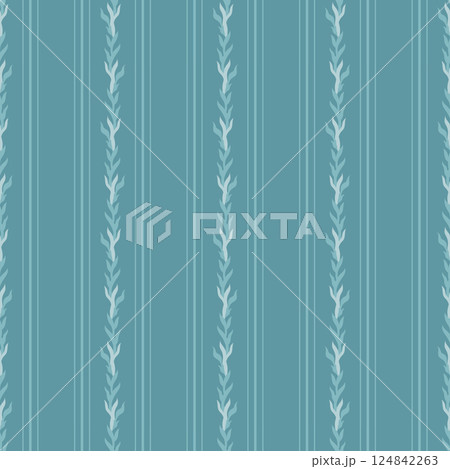Blue Vertical Floral Stripe Pattern 124842263